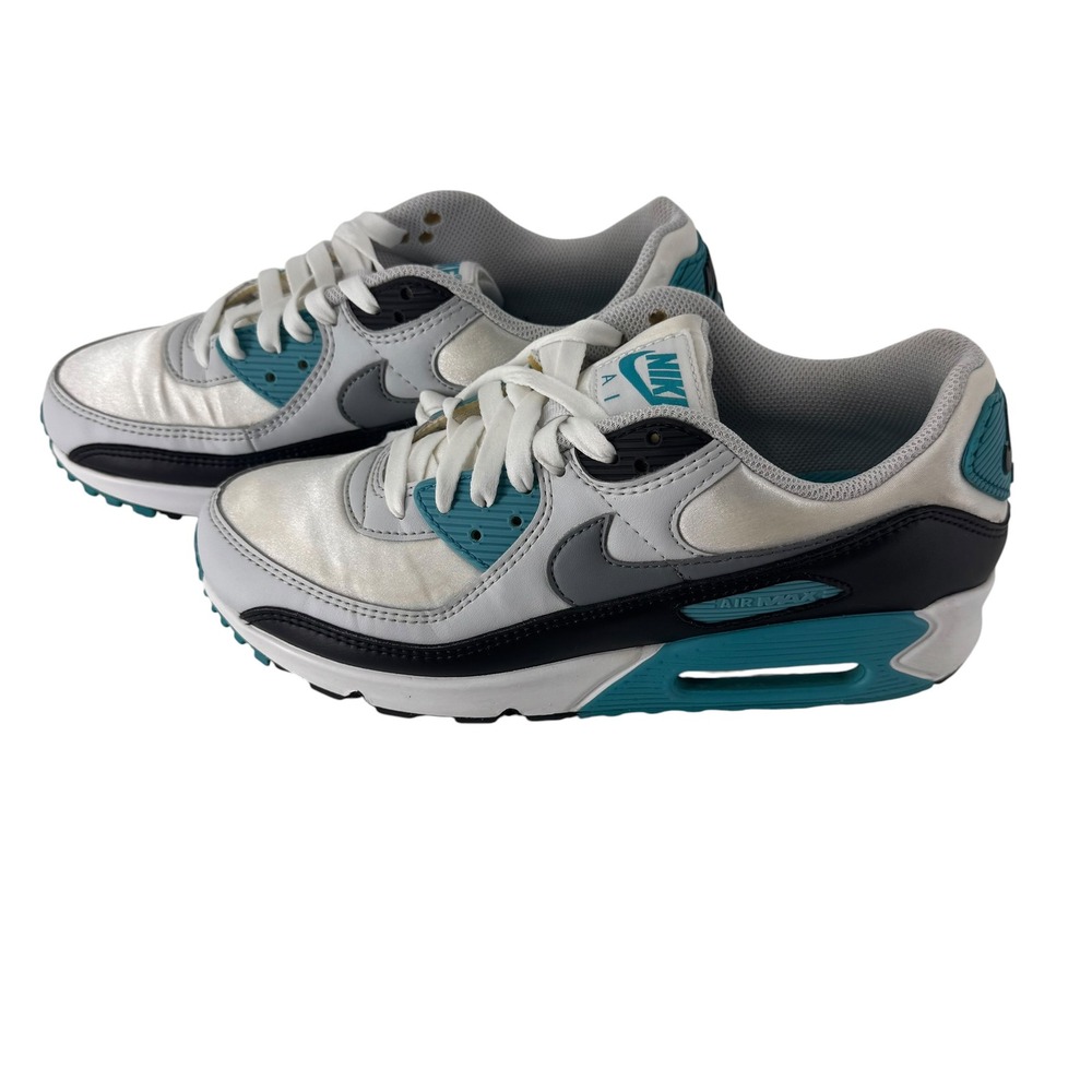 Nike Air Max 90 Womens 10 White Grey Teal Metallic Sneakers FB8570-101 - Picture 4 of 11